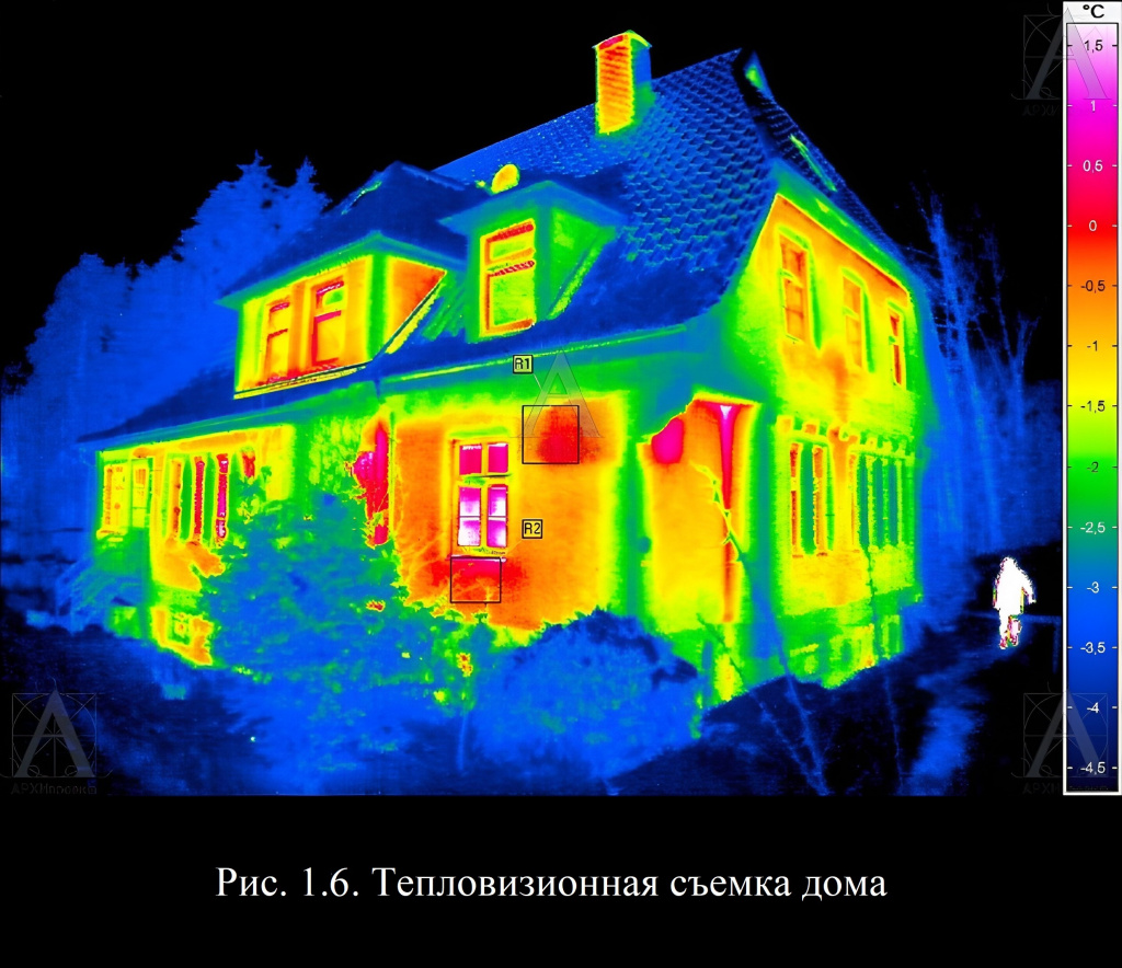 Рис. 1.6. Тепловизионная съемка дома